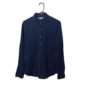 Alex Mill Shirt Mens Medium Blue Striped Cotton Linen Long Sleeve Button Up